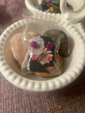 Two Sets Hand Crafted Rose Earrings